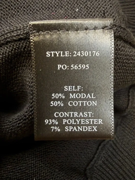 Current Air Black Long-Sleeve Top with Sheer Patterned Sleeves - Picture 7 of 8